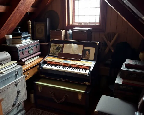 Harmonium in Cozy Attic Room with Vintage Items