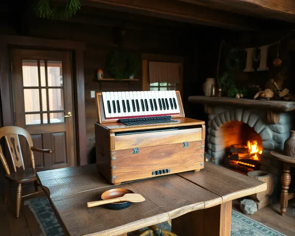 Harmonium in Rustic Cabin with Nature Decor