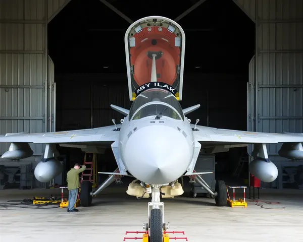 Harrier Maintenance Crew Works on Complex Systems in Hangar