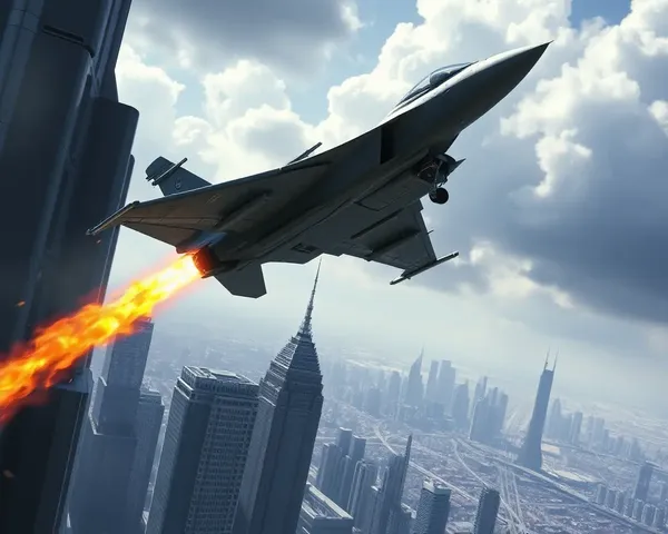Harrier Wallpaper: Futuristic Cityscape with Jet Soaring Above Skyscrapers