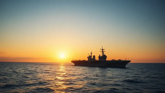 Harry Truman Aircraft Carrier Sails Through Sunset at Sea