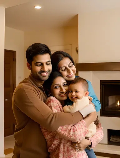Heartwarming Photo of Indian Bhabhi with Husband and Children