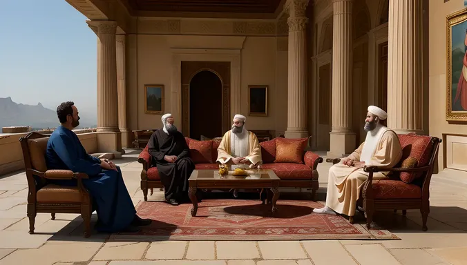 Herodotus Interviews Persian Nobleman in Grand Setting