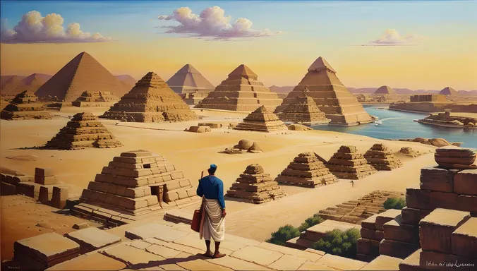 Herodotus Stands before Ancient Egyptian Pyramids