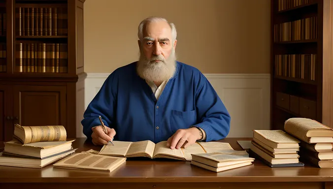 Herodotus in Old Age with Manuscripts and Wisdom