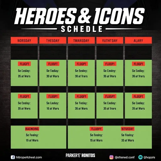 Heroes and Icons Schedule Released Today