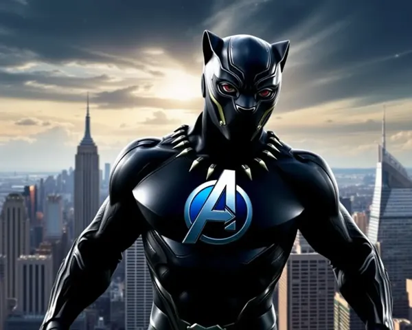 Heroic Black Panther with Avengers Logo: 4K Mobile Wallpaper