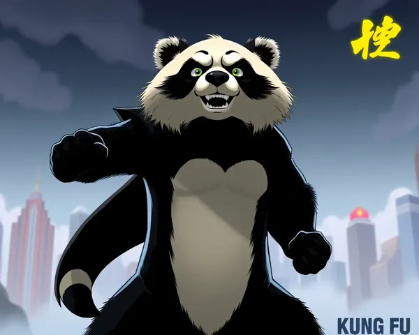 Heroic Kung Fu Panda in Cityscape