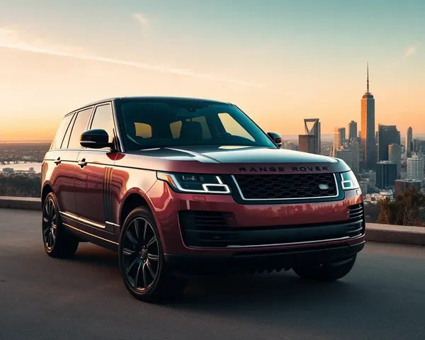 High-Angle Shot of Range Rover with Cityscape Background