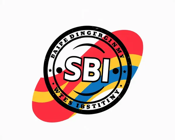 High-Contrast SBI Stamp with Bold Graphic Style and Geometric Shapes