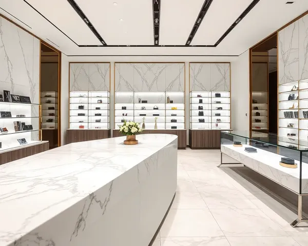 High-End Retail Store with Statuario Marble Counter Texture
