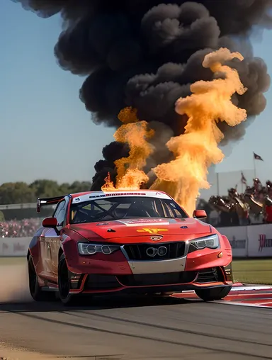 High-Performance 3D Car Racing with Smoke and Flames