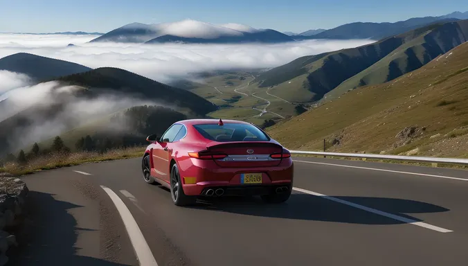 High-Performance 3D Car Speeds Down Winding Mountain Road
