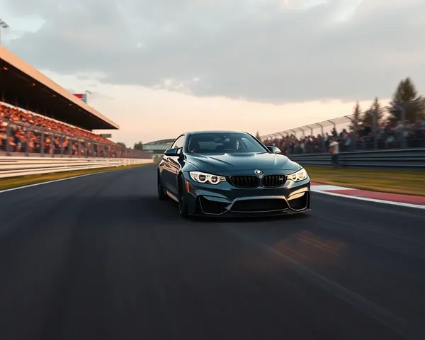 High-Performance BMW M4 Wallpaper: Racing Car with Cheering Crowd