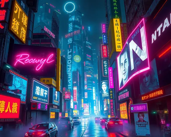 High-Tech Cyberpunk Cityscape with Neon Lights and Rebellion