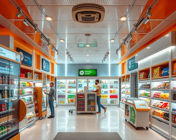 High-Tech Kirana Store with Automated Shelves and Smartphones.
