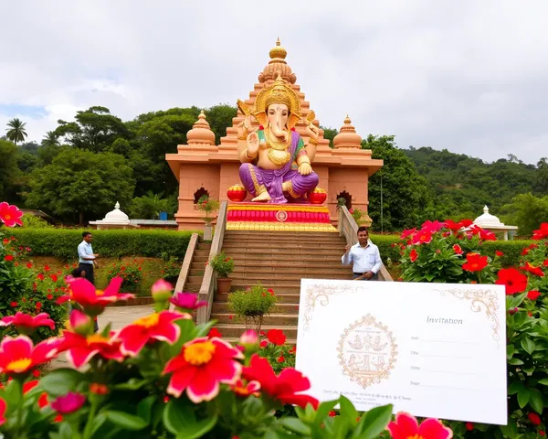 Hindu Temple Landscape with Lord Ganesha and Invitation