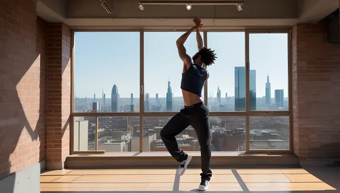 Hip Hop Dancer in Bold Concrete Wallpaper Scene