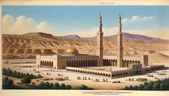 Historic Construction of Masjid Nabawi Illustration