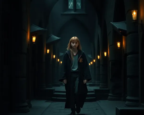Hogwarts Student Walking Down Dark Corridor 4K Wallpaper