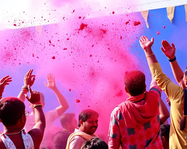 Holi Festival Scene with Vibrant Blue Background Celebration