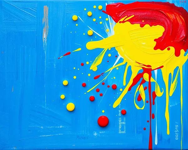 Holi-inspired Painting on Blue Canvas with Bold Brushstrokes