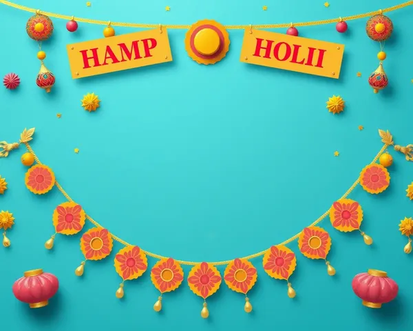 Holi-themed Banners and Garlands on Blue Background