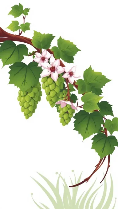 Hop Vine Wraps Around Transparent Background with Blooms