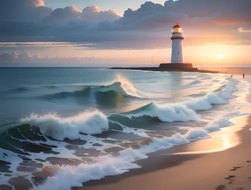 Hornsea 4 Lighthouse Stands Tall at Sunrise Beach Scene