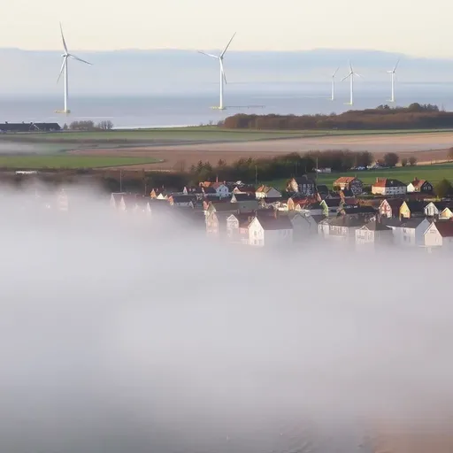 Hornsea 4 Wind Farm in Misty Morning Fog