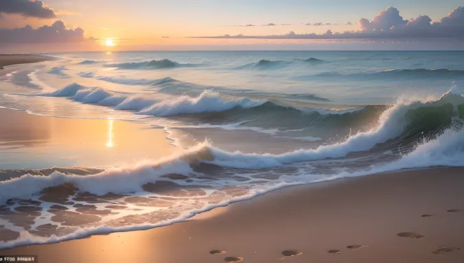 Hornsea Beach Scene: Serene and Peaceful Sunset Atmosphere
