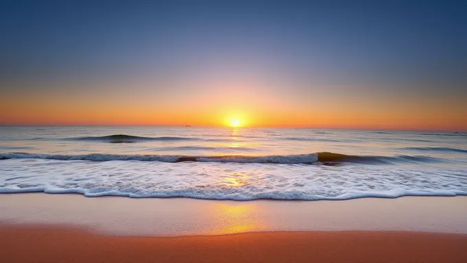 Hornsea Beach Scene at Sunset with Warm Orange Glow