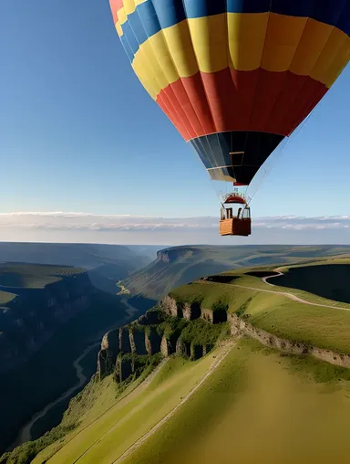 Hot Air Balloon Soars into the Sky with Scenic View
