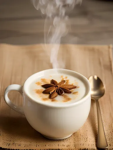 Hot Cup of Sheer Khurma with Whipped Cream and Cardamom