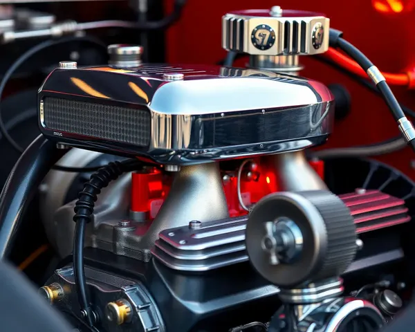 Hot Rod Engine Glowing Red Close-Up
