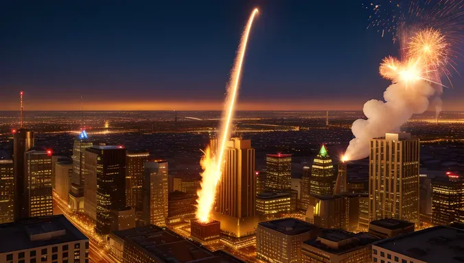 Hot Saxi Image: Flames and Sparks Erupt from Saxophone in Cityscape