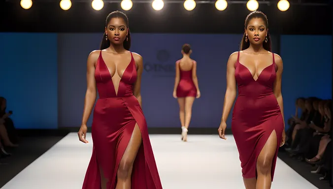 Hot Sexy Model Struts Her Stuff on Catwalk Runway