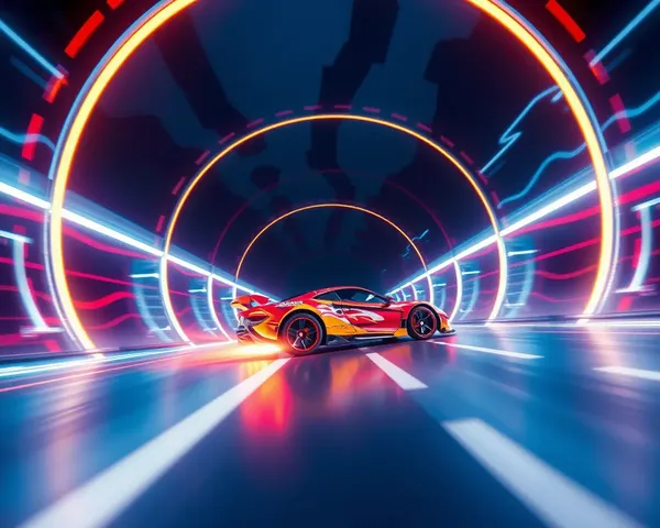 Hot Wheels Car Driving Through Neon 4K Tunnel