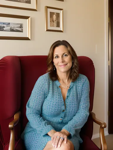 Housewife's Cozy Moment with Family Photos and Mementos