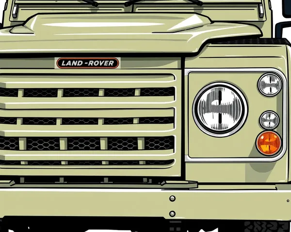 Iconic Land Rover Defender Grille and Headlights Detailed