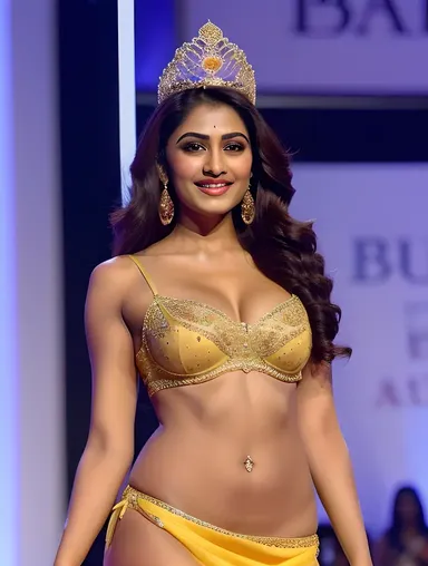 Indian Beauty Queen Showcases Stunning Figure in Pageant