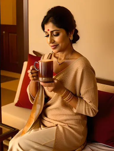 Indian Bhabhi Enjoying Hot Chai with Husband