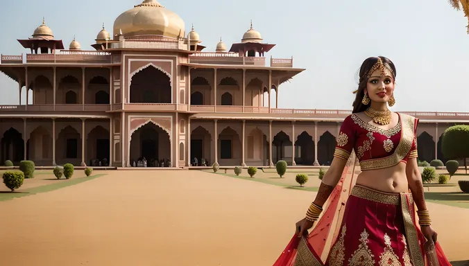 Indian Bride's Kushti Image in Palace Setting