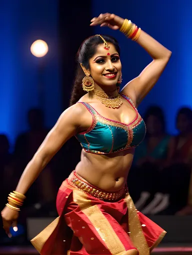 Indian Dancer Highlights Toned Physique in Colorful Costume
