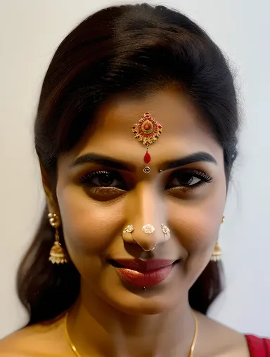 Indian Girl's Bindi Adorns Her Forehead