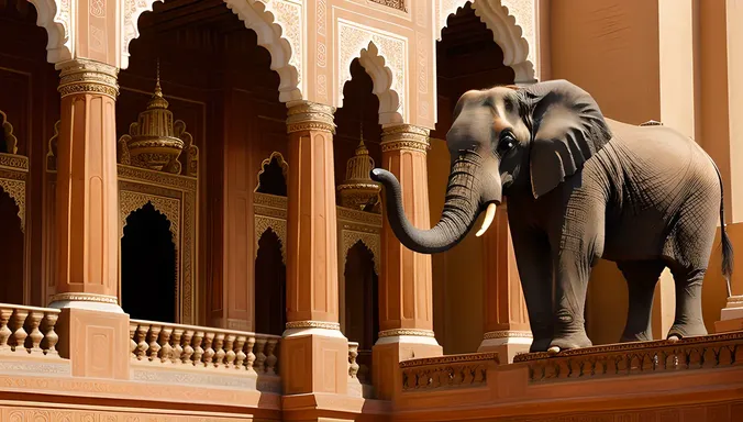 Indian Palace's Kushti Image with Elephant Guard
