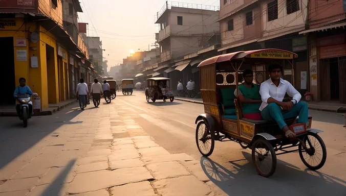 Indian Teen Rides Rickshaw Through Old Delhi Streets