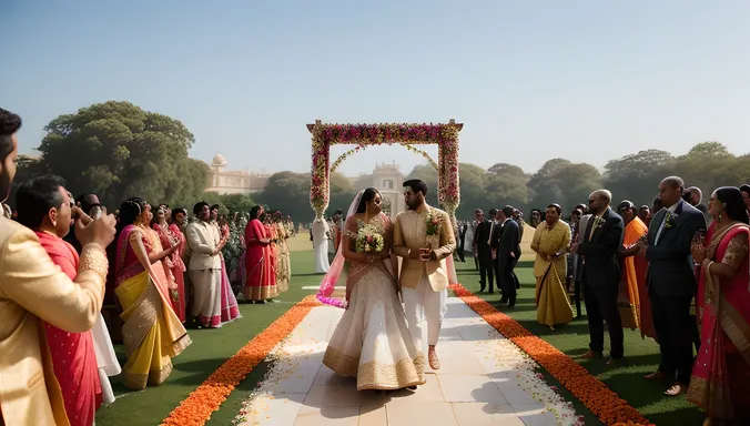 Indian Wedding Procession's Kushti Image with Palace