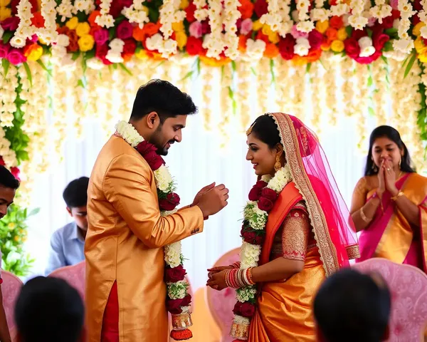 Indian Wedding with Poo Malai Flowers Backdrop