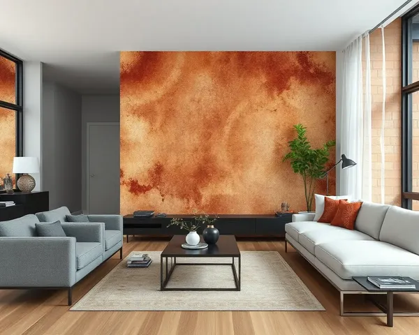 Industrial Elegance with Corten Steel Texture and Minimalist Furniture